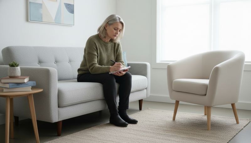 therapist with empty chair